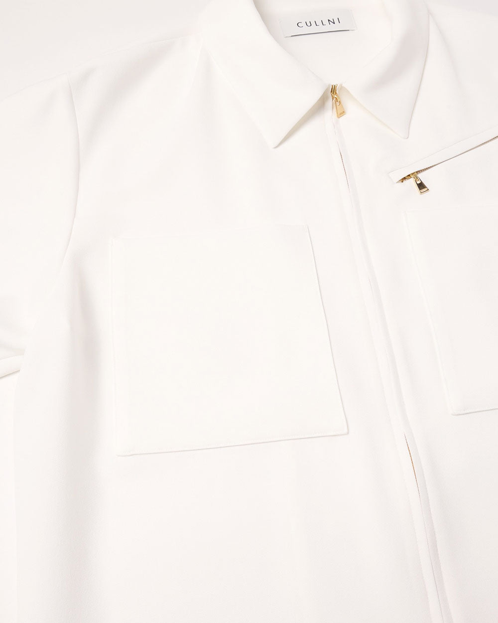 Dry Heather Twill Double Pocket Short Sleeve Shirt - White