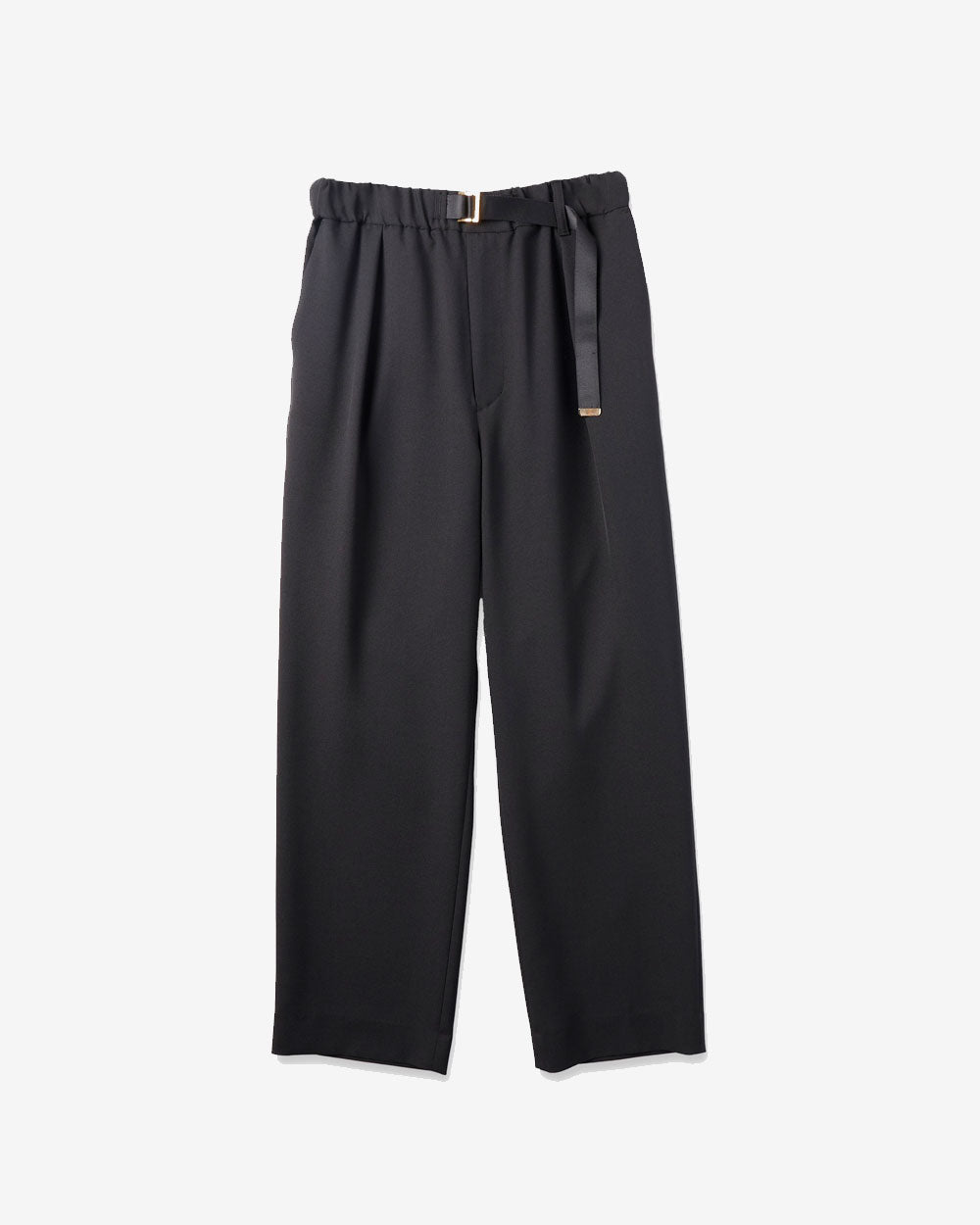 Dry Heather Twill Nylon Belt Tuck Wide Pants - Black