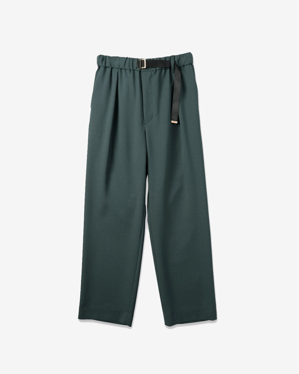 Dry Heather Twill Nylon Belt Tuck Wide Pants - Green