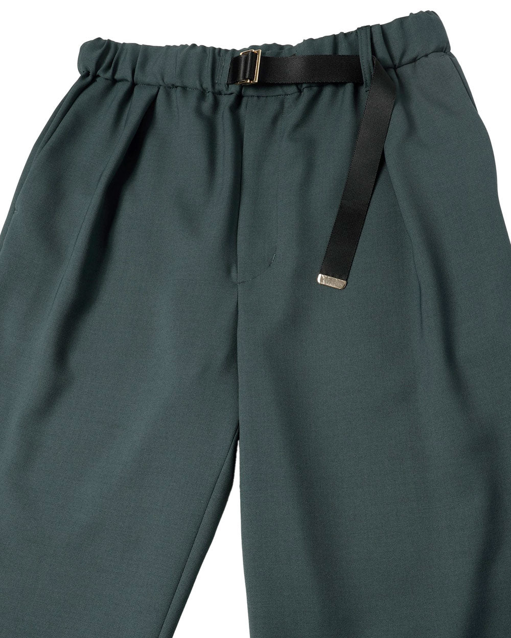 Dry Heather Twill Nylon Belt Tuck Wide Pants - Green