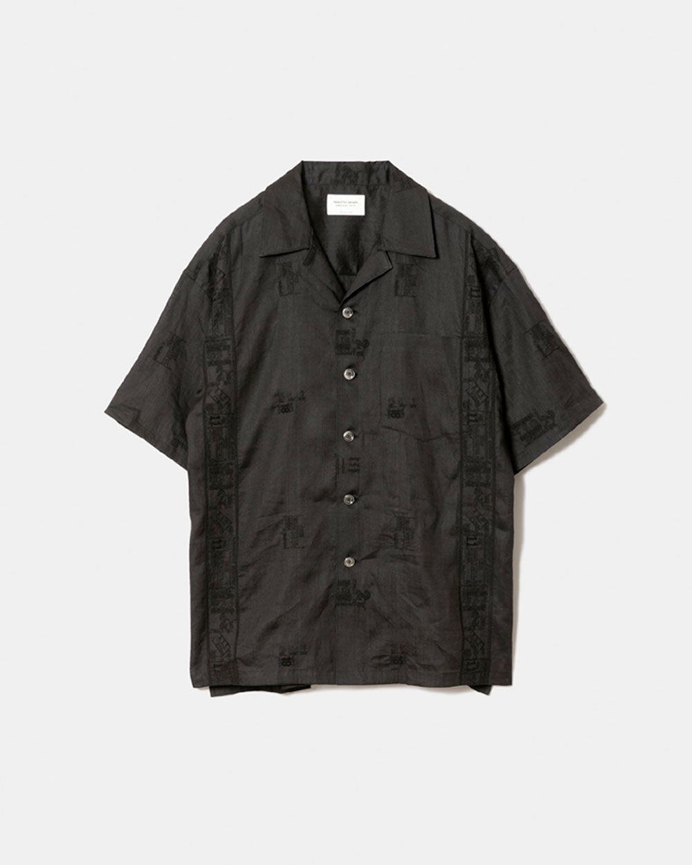 Embroidery Voile Halfsleeve Shirt - Black