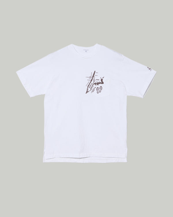 Printed Cross Crew Neck T-Shirt - White - Map