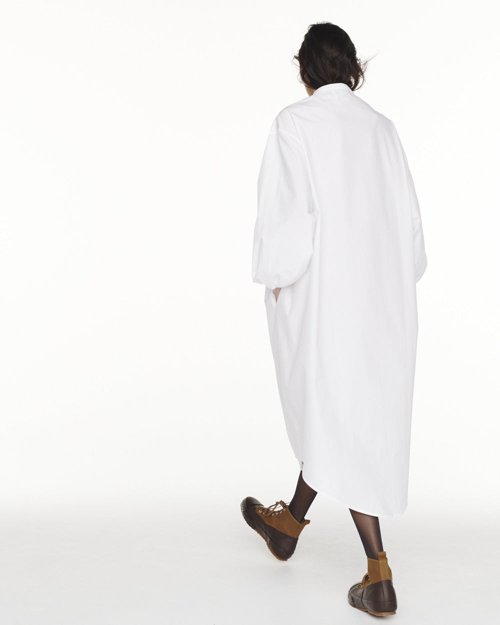 Villeroy Gather Sleeve Shirt Dress - Optic White