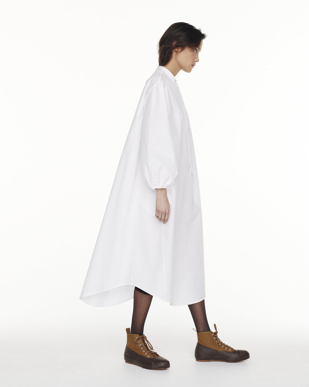 Villeroy Gather Sleeve Shirt Dress - Optic White