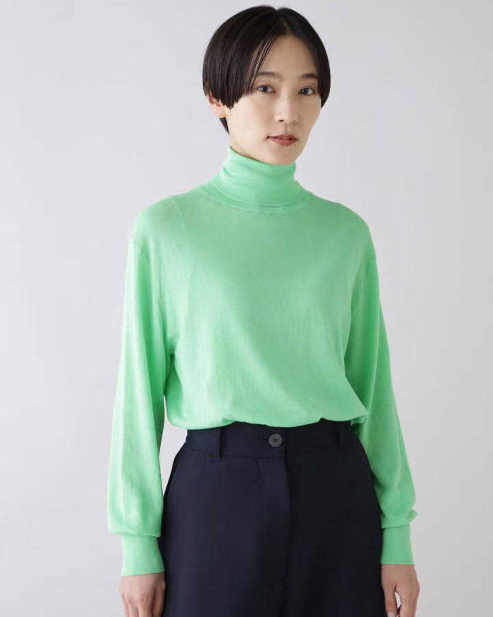 Fine Crepe Cotton 16Gg Single Jersey Roll Neck - Apple