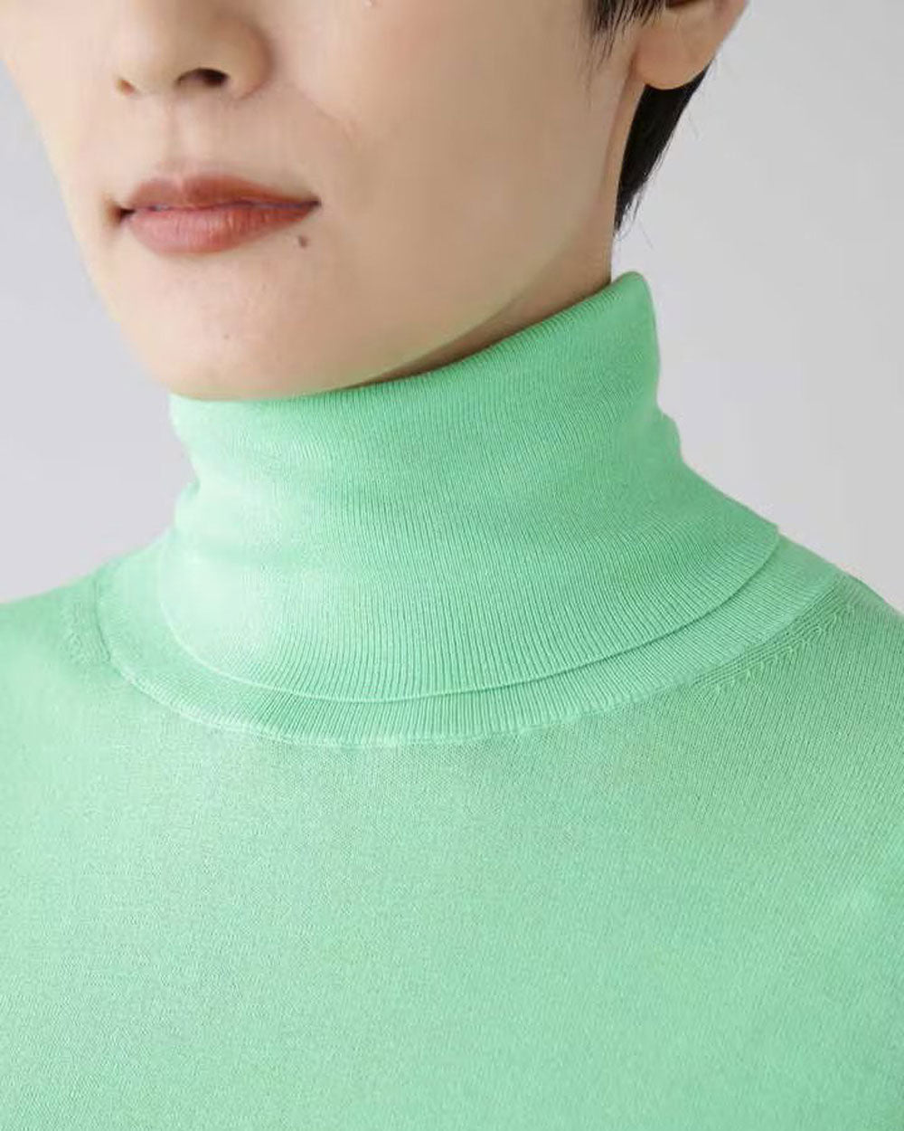 Fine Crepe Cotton 16Gg Single Jersey Roll Neck - Apple