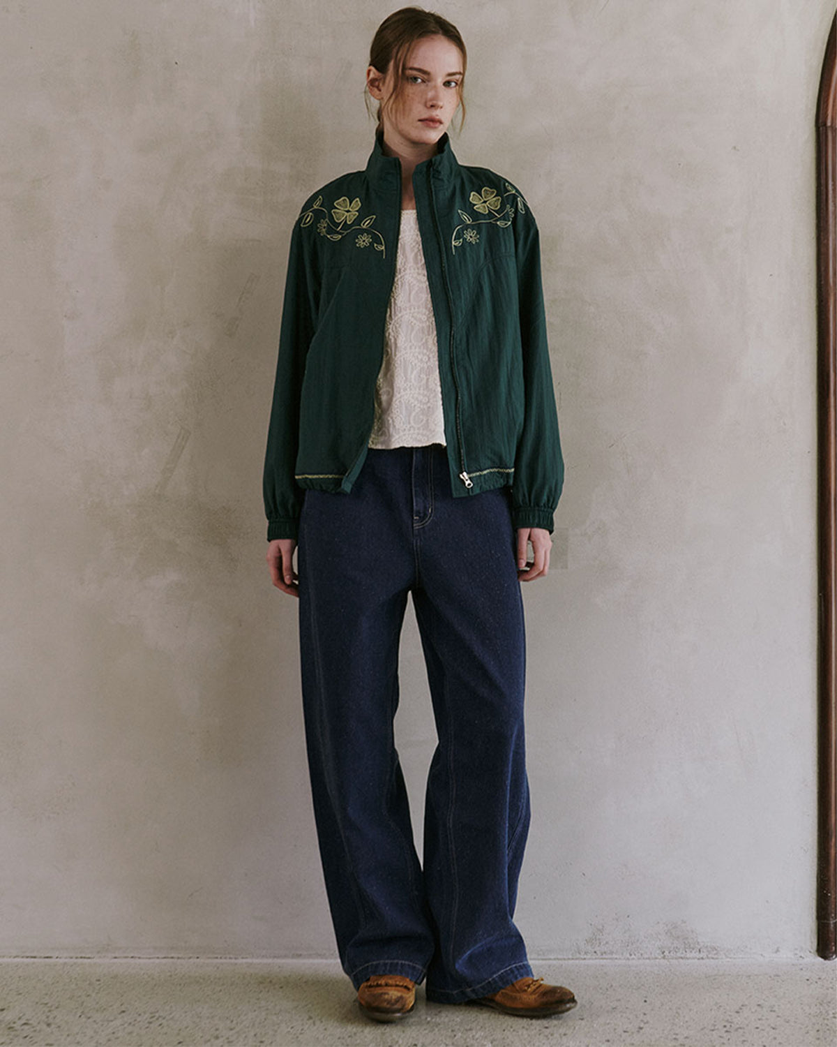 Embroidery Clover Windbreaker - Green