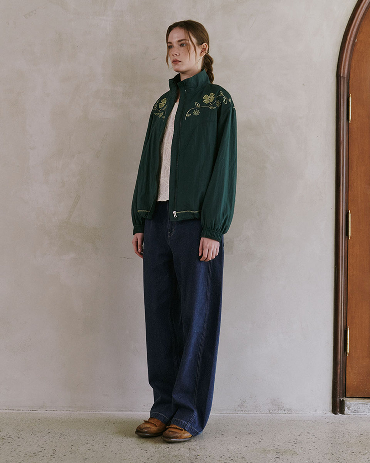 Embroidery Clover Windbreaker - Green