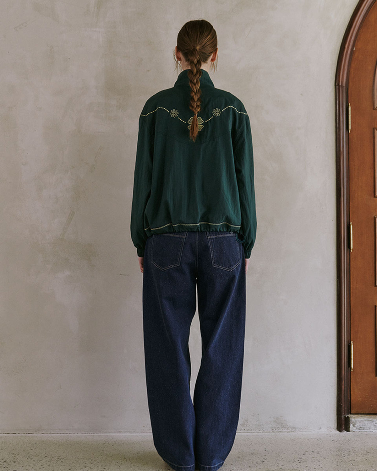 Embroidery Clover Windbreaker - Green