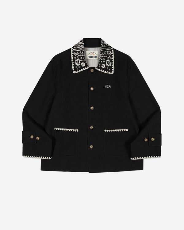 Embroidery Collar Jacket - Black