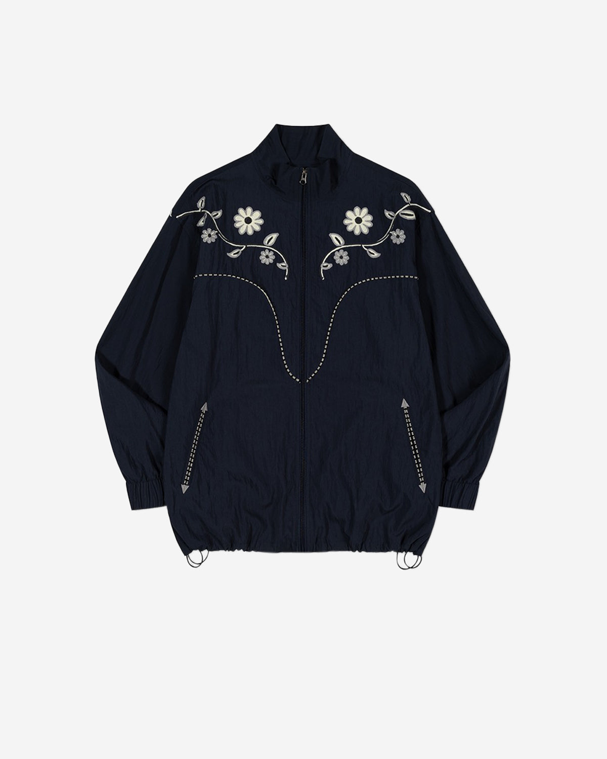 Embroidery Western Windbreaker - Navy