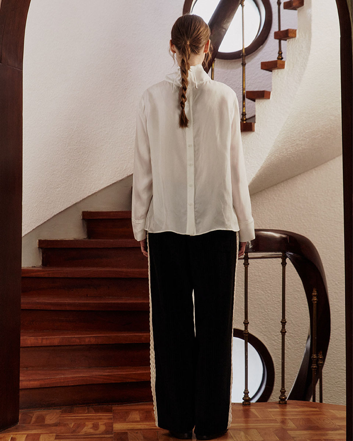High Neck Blouse - White
