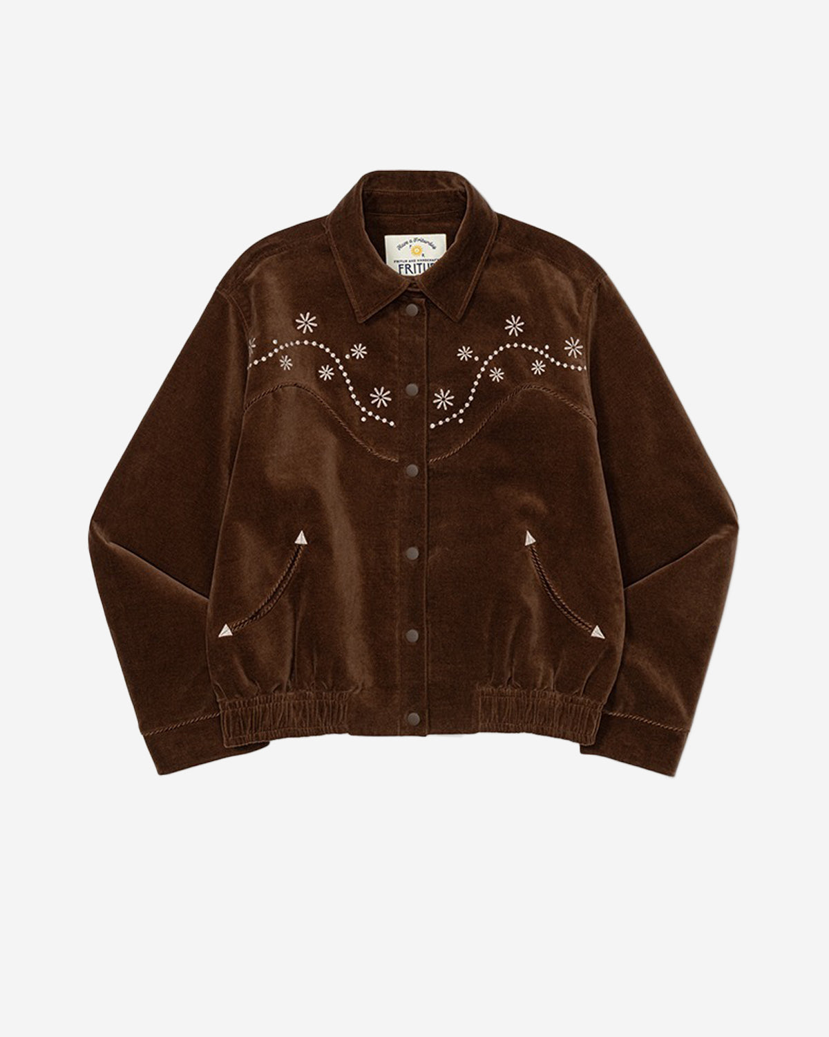 Western Embroidery Bomber Jacket - Brown