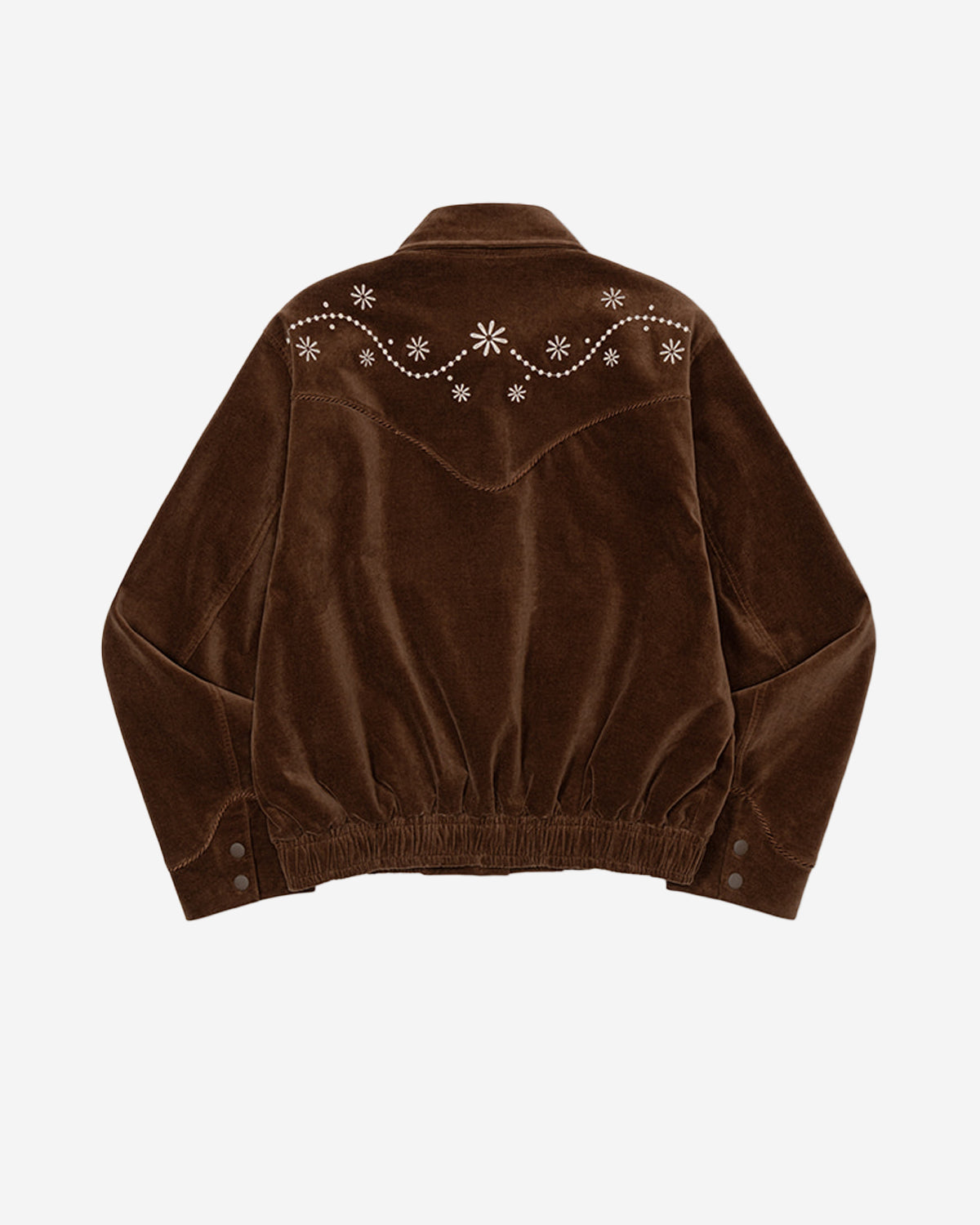Western Embroidery Bomber Jacket - Brown