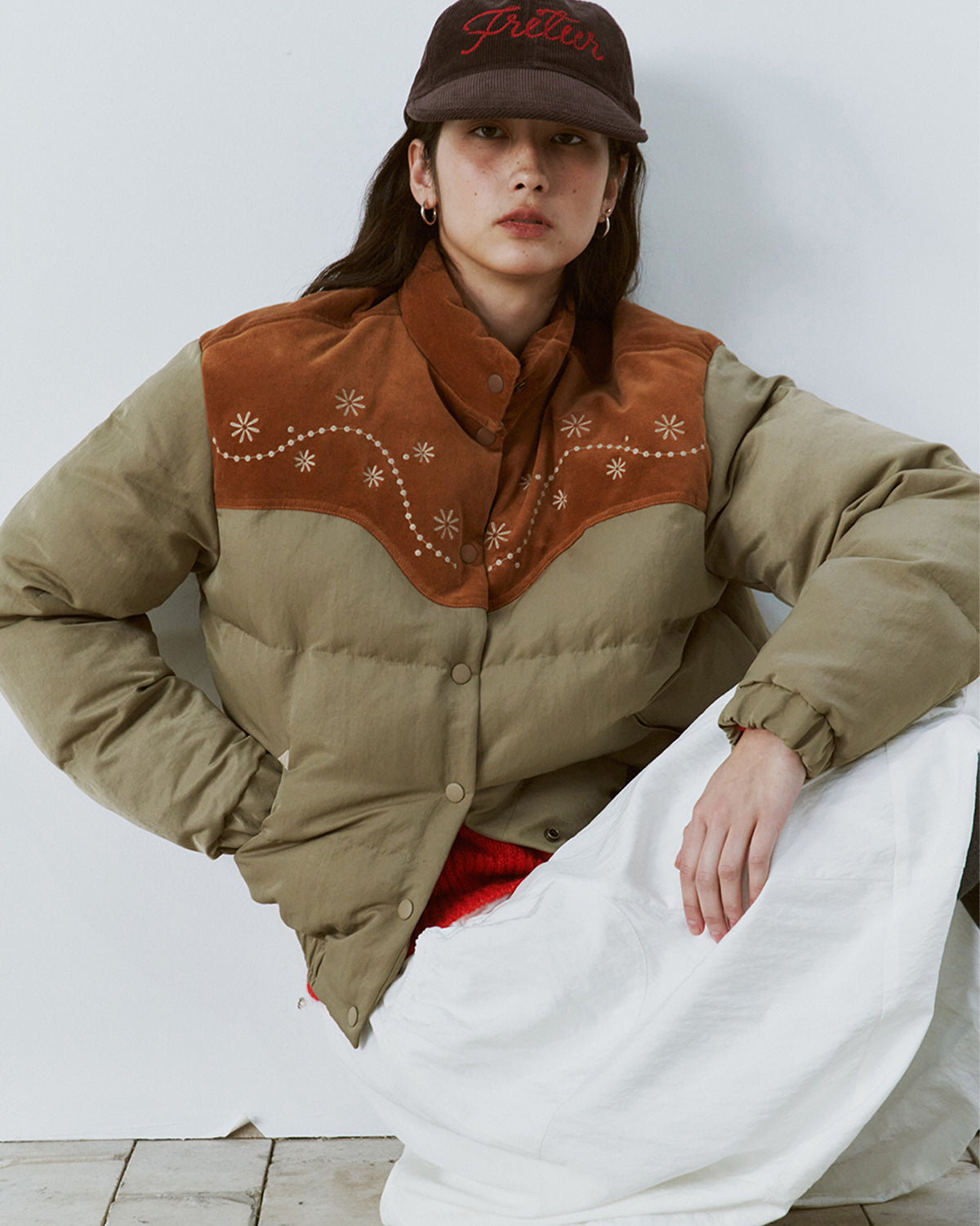 Western Puffer Jacket - Beige