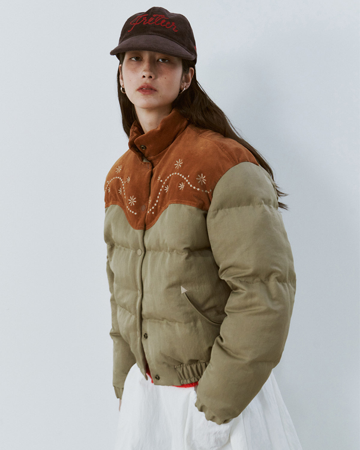 Western Puffer Jacket - Beige