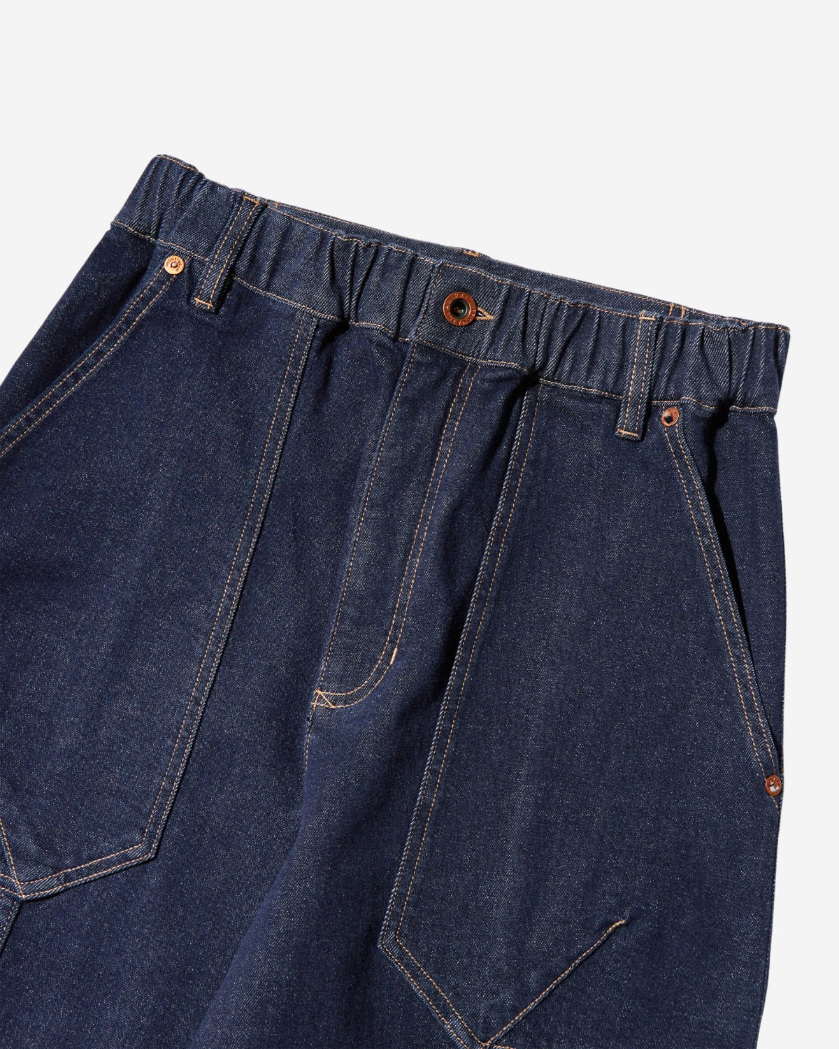 Onion - Elasticated Buckle Back Denim Pants - Dark Navy