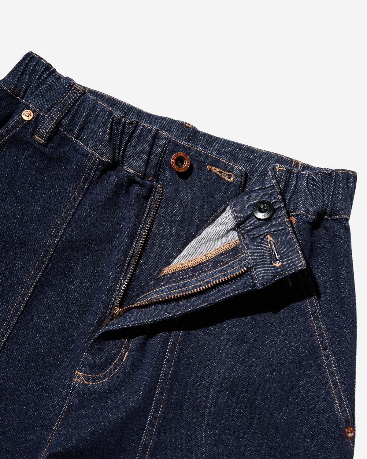 Onion - Elasticated Buckle Back Denim Pants - Dark Navy