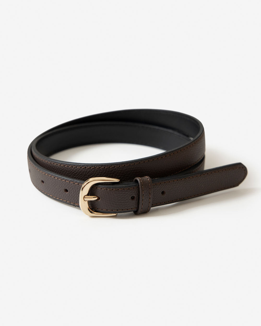 Narrow Slim Belt Full Grain - Havana