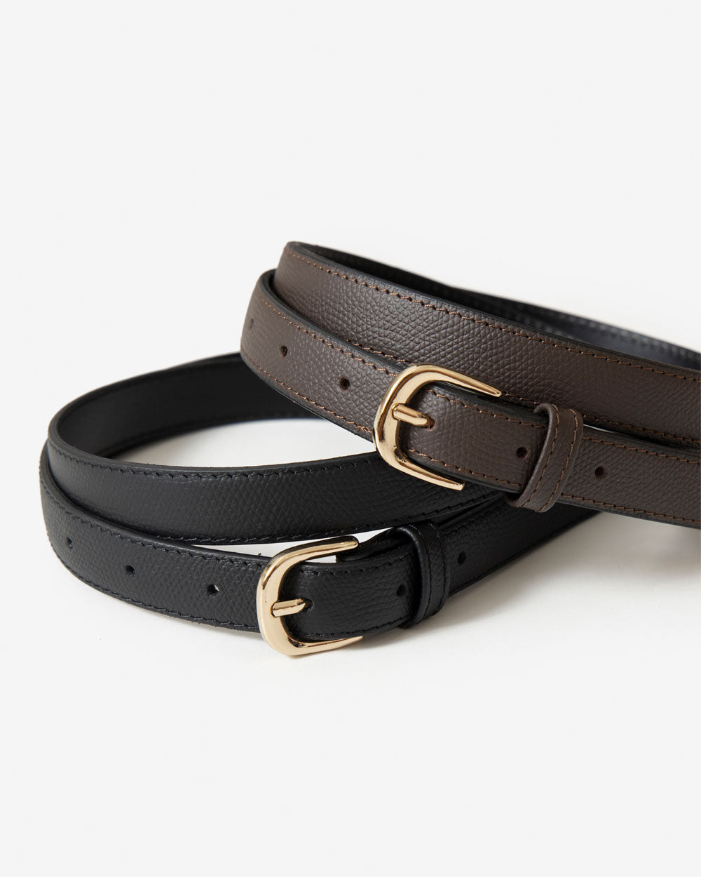 Narrow Slim Belt Full Grain - Havana