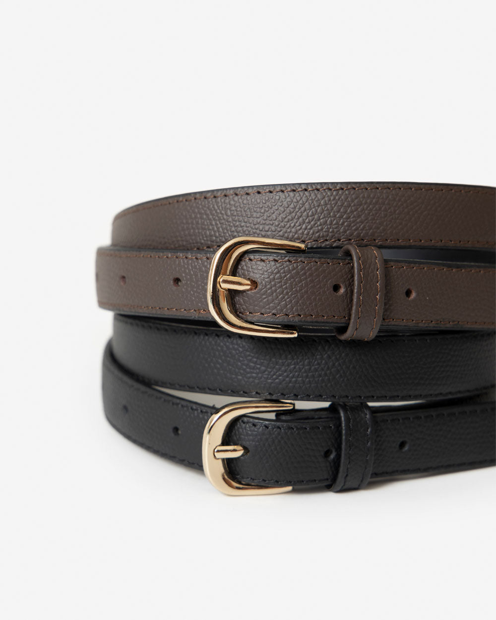 Narrow Slim Belt Full Grain - Havana