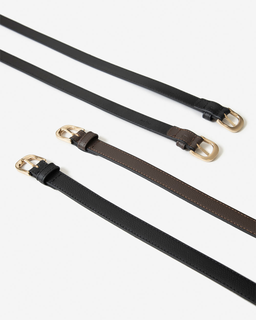 Narrow Slim Belt Full Grain -Black