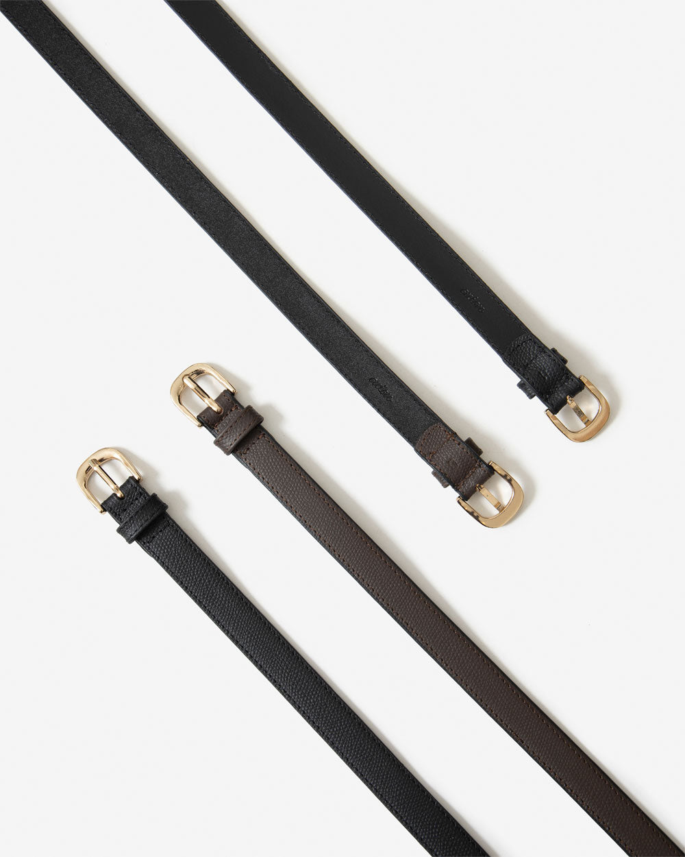 Narrow Slim Belt Full Grain -Black