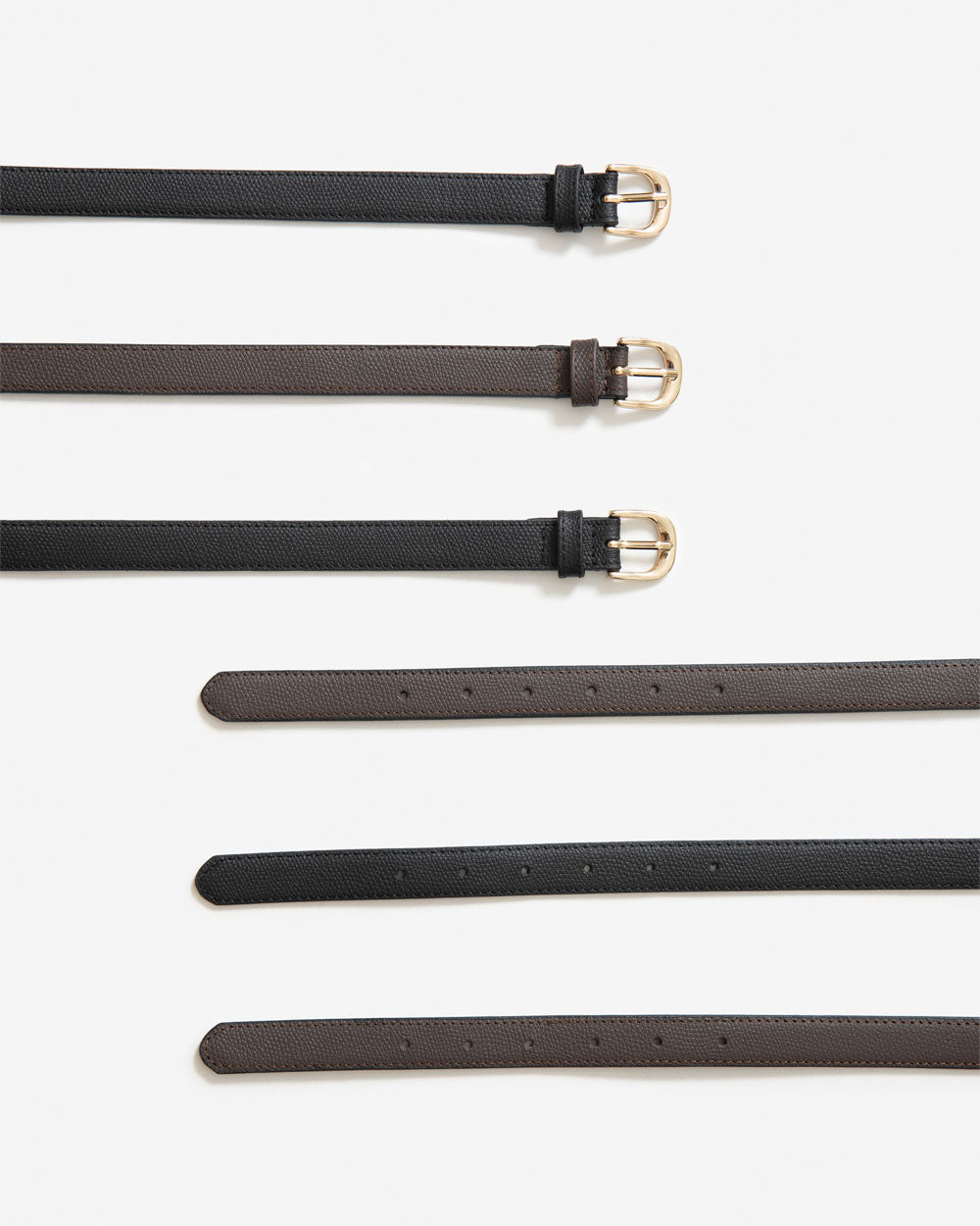 Narrow Slim Belt Full Grain -Black