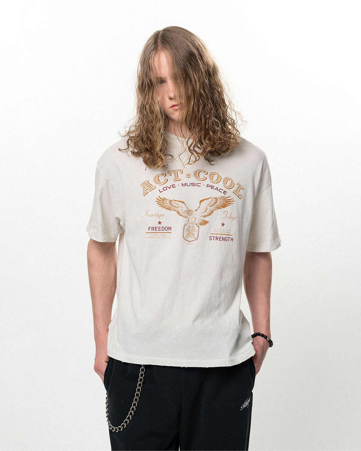ACT-COOL Eagle - Distressed T-Shirt - White