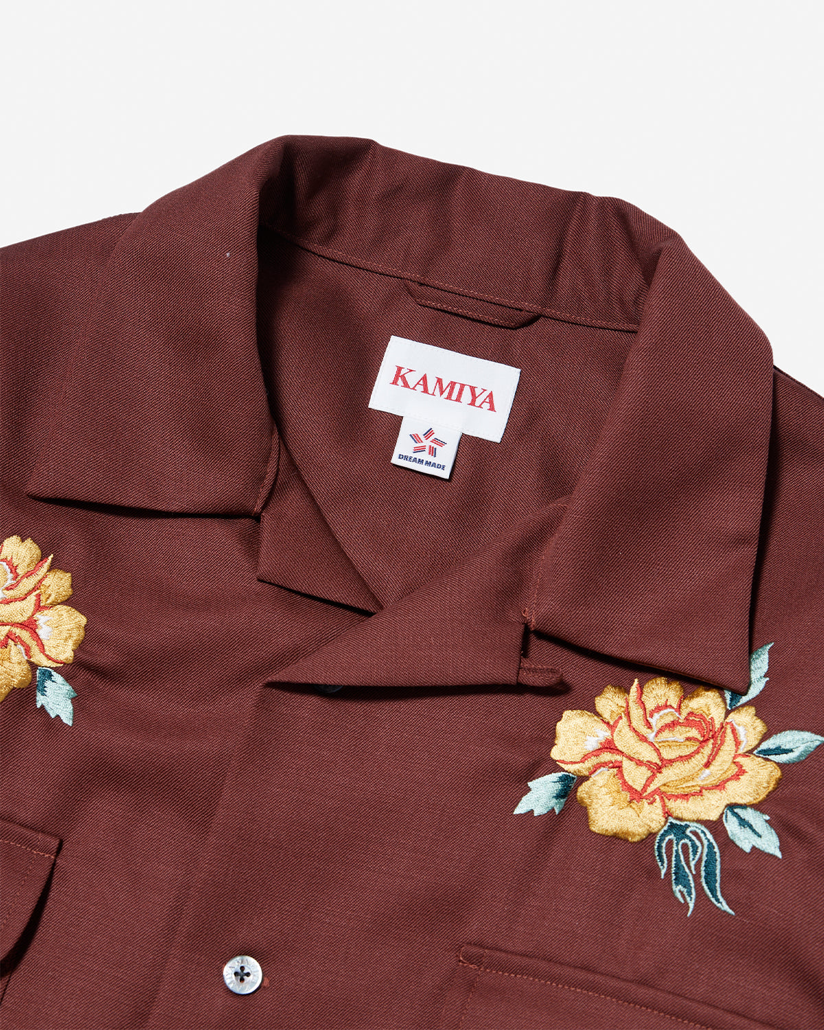 Embroidered Button Up LS Shirts  - Brown
