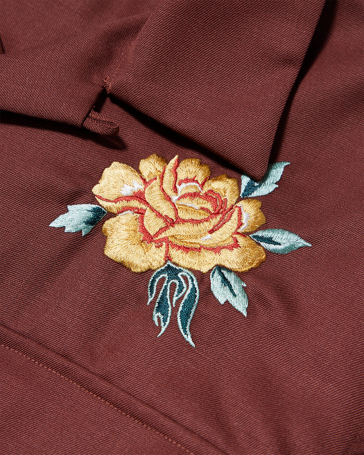 Embroidered Button Up LS Shirts  - Brown