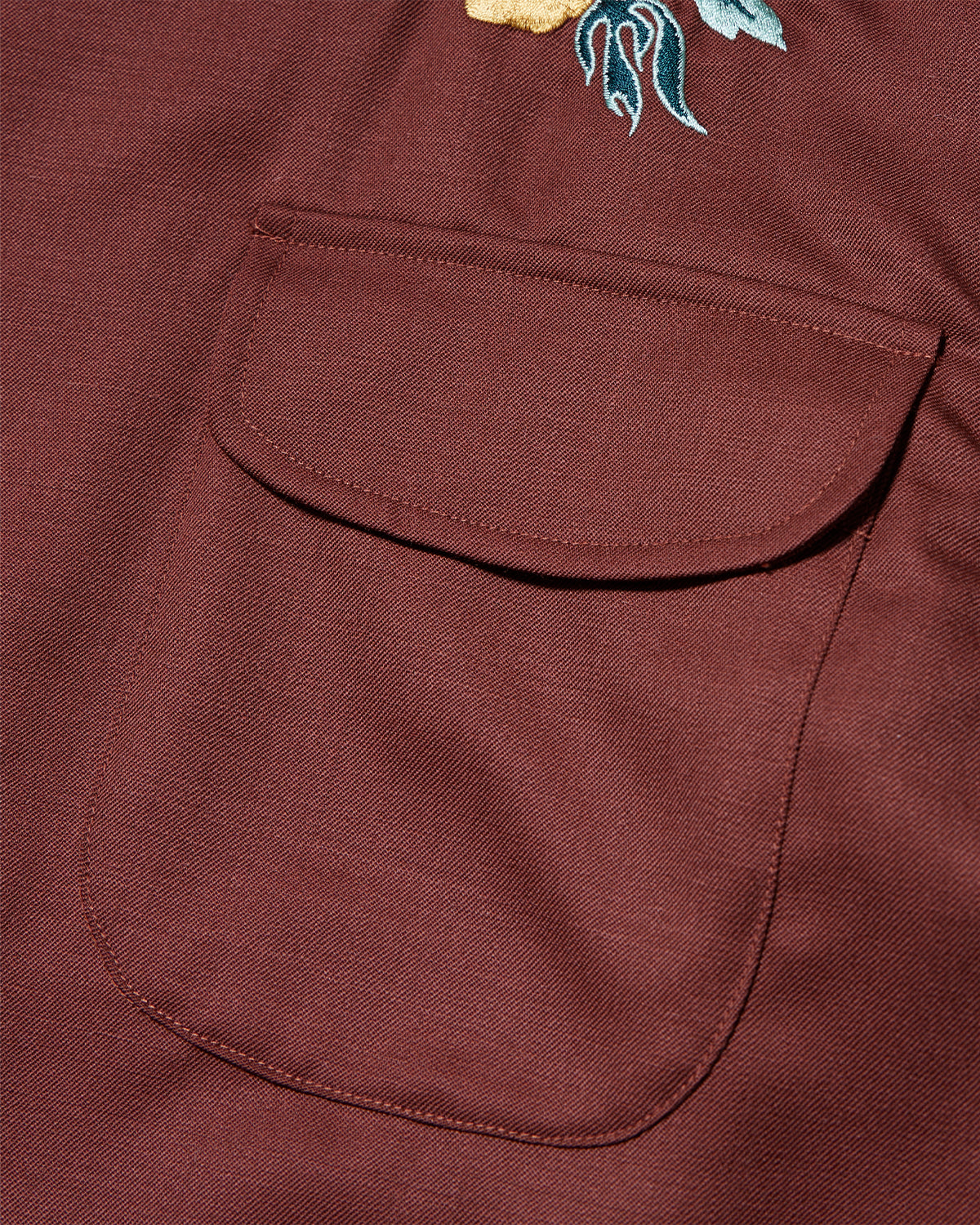 Embroidered Button Up LS Shirts  - Brown
