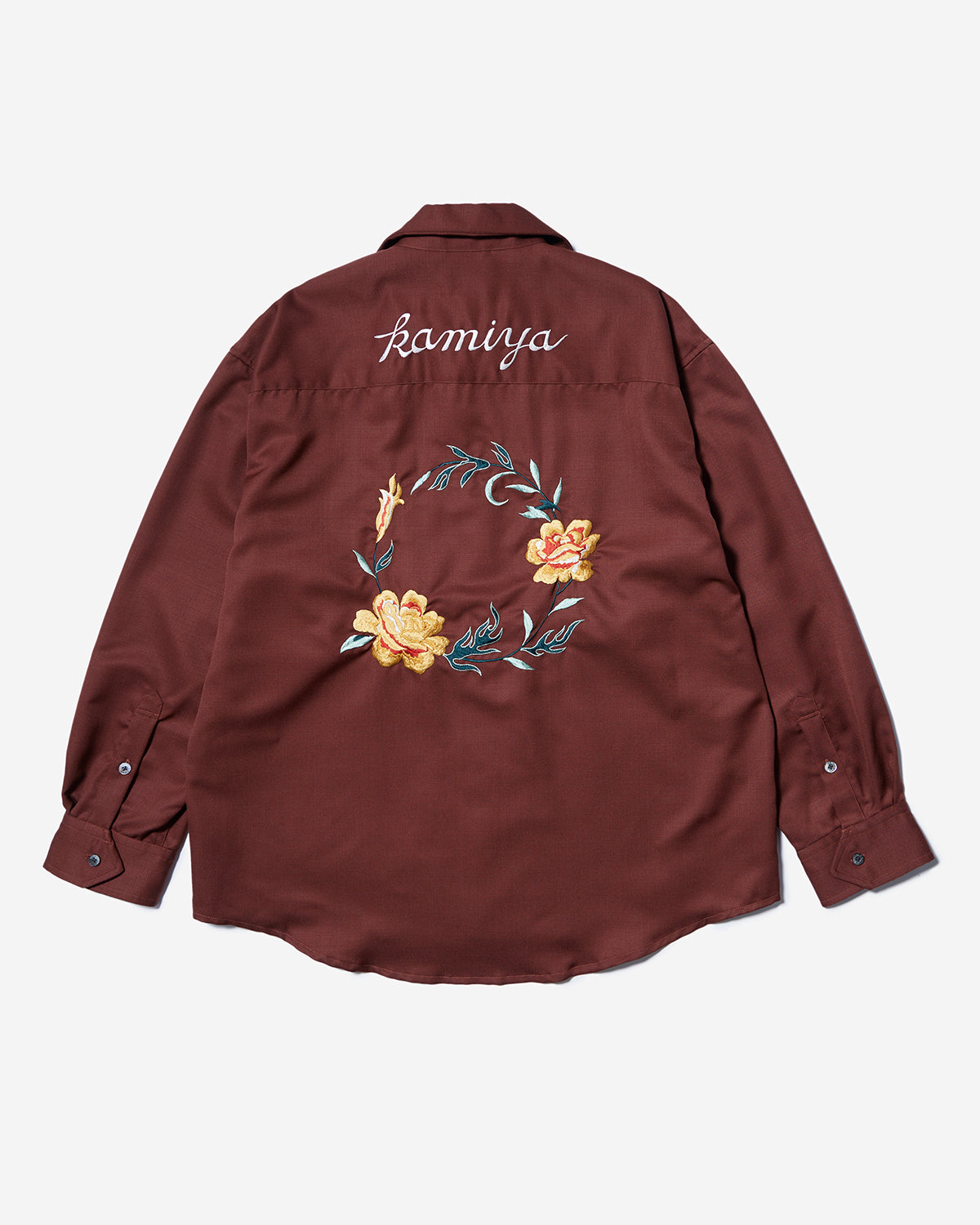 Embroidered Button Up LS Shirts  - Brown