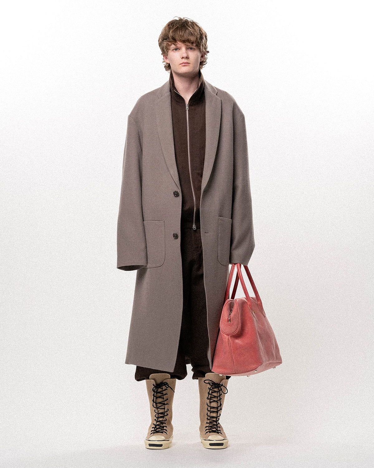 Greatness Act-Cool - Embroidered Serge Overcoat - Gray