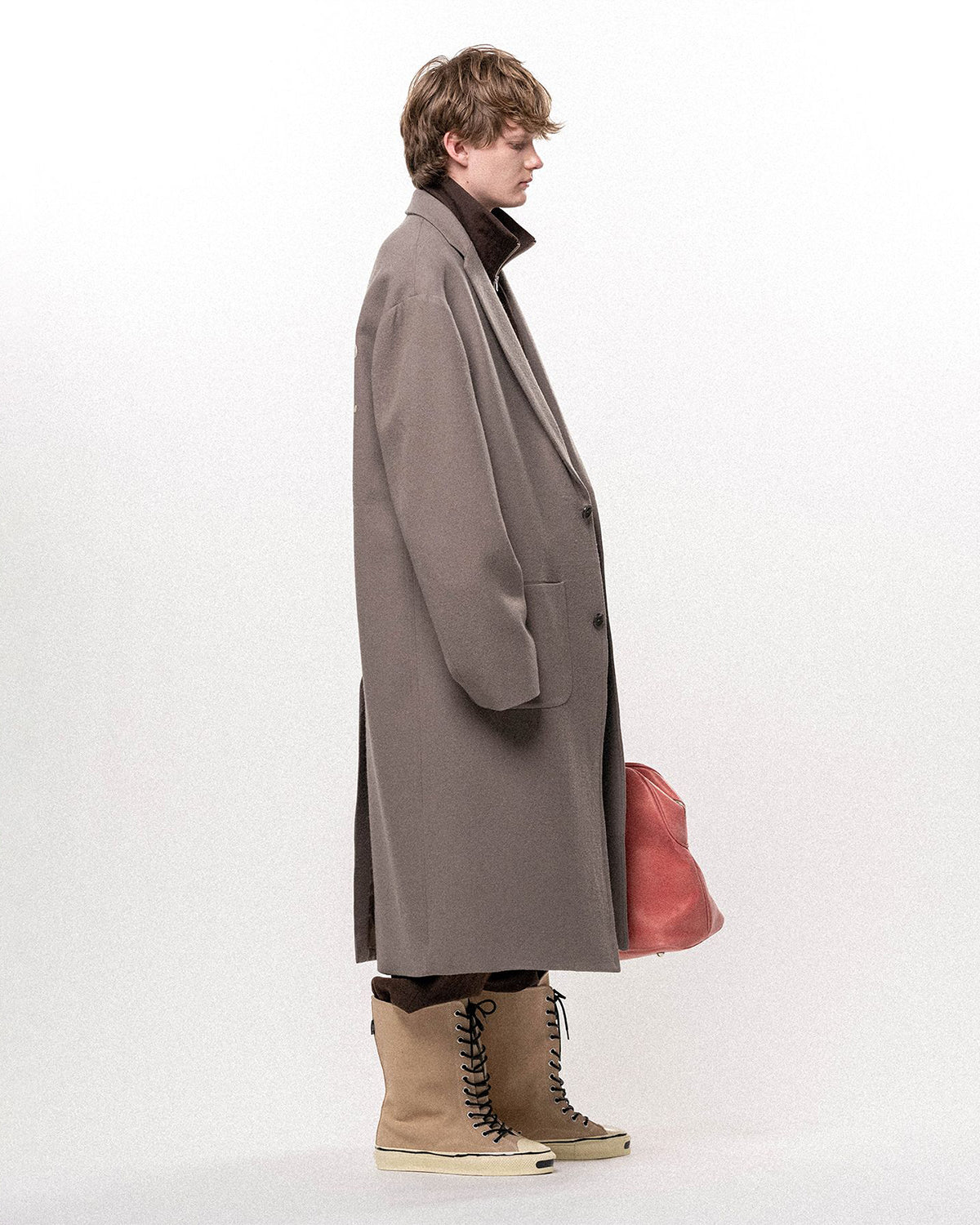 Greatness Act-Cool - Embroidered Serge Overcoat - Gray