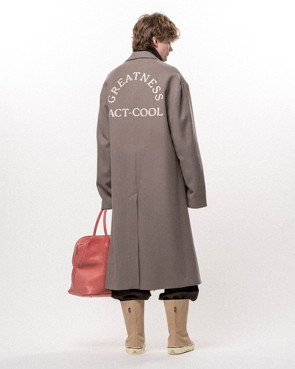 Greatness Act-Cool - Embroidered Serge Overcoat - Gray