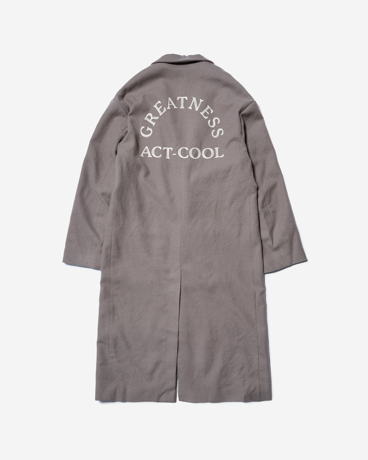 Greatness Act-Cool - Embroidered Serge Overcoat - Gray