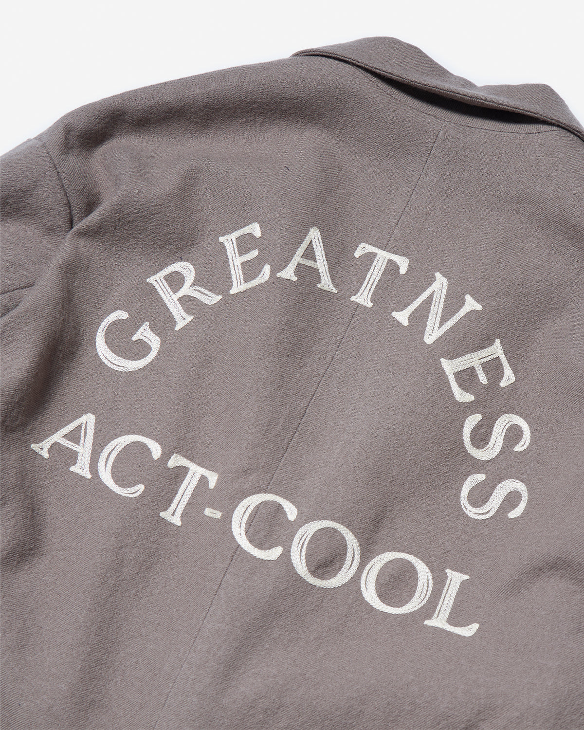 Greatness Act-Cool - Embroidered Serge Overcoat - Gray