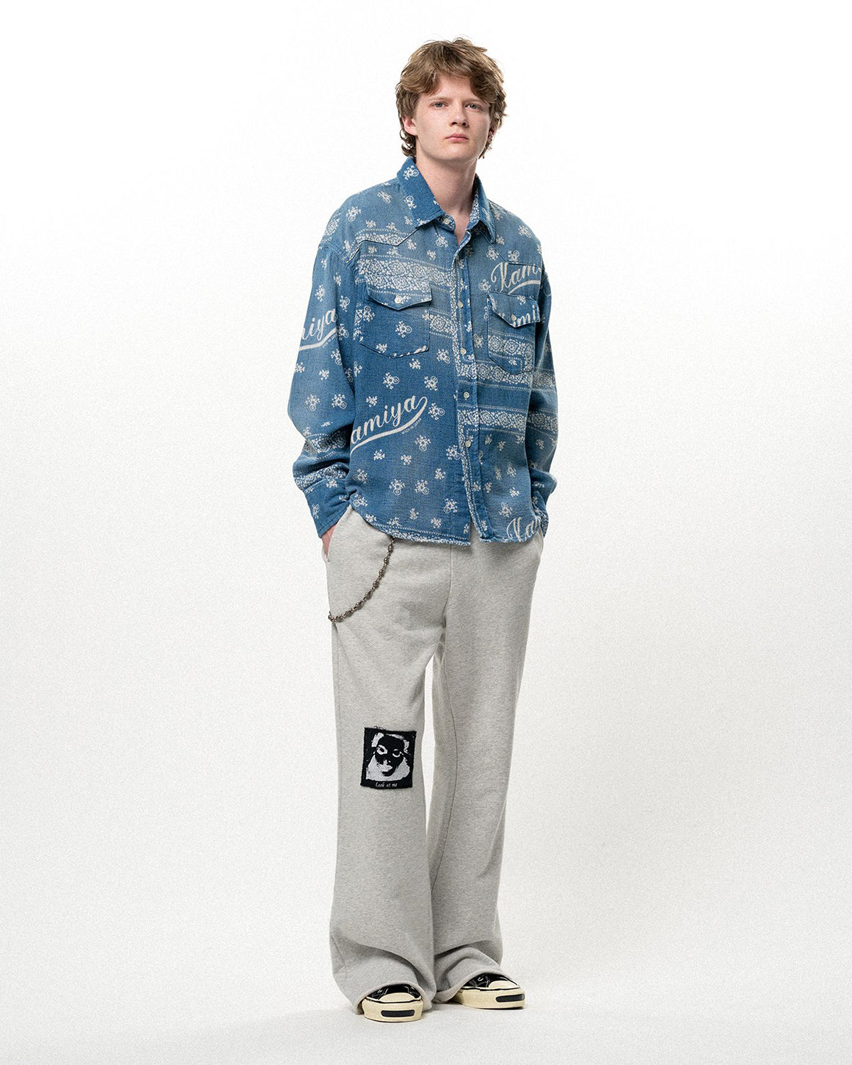 OG Bandana Discharge Western Shirt - Indigo