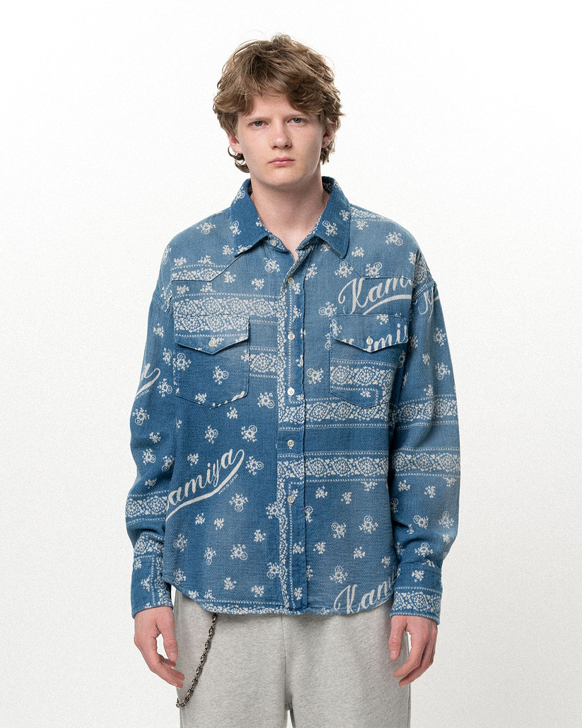 OG Bandana Discharge Western Shirt - Indigo