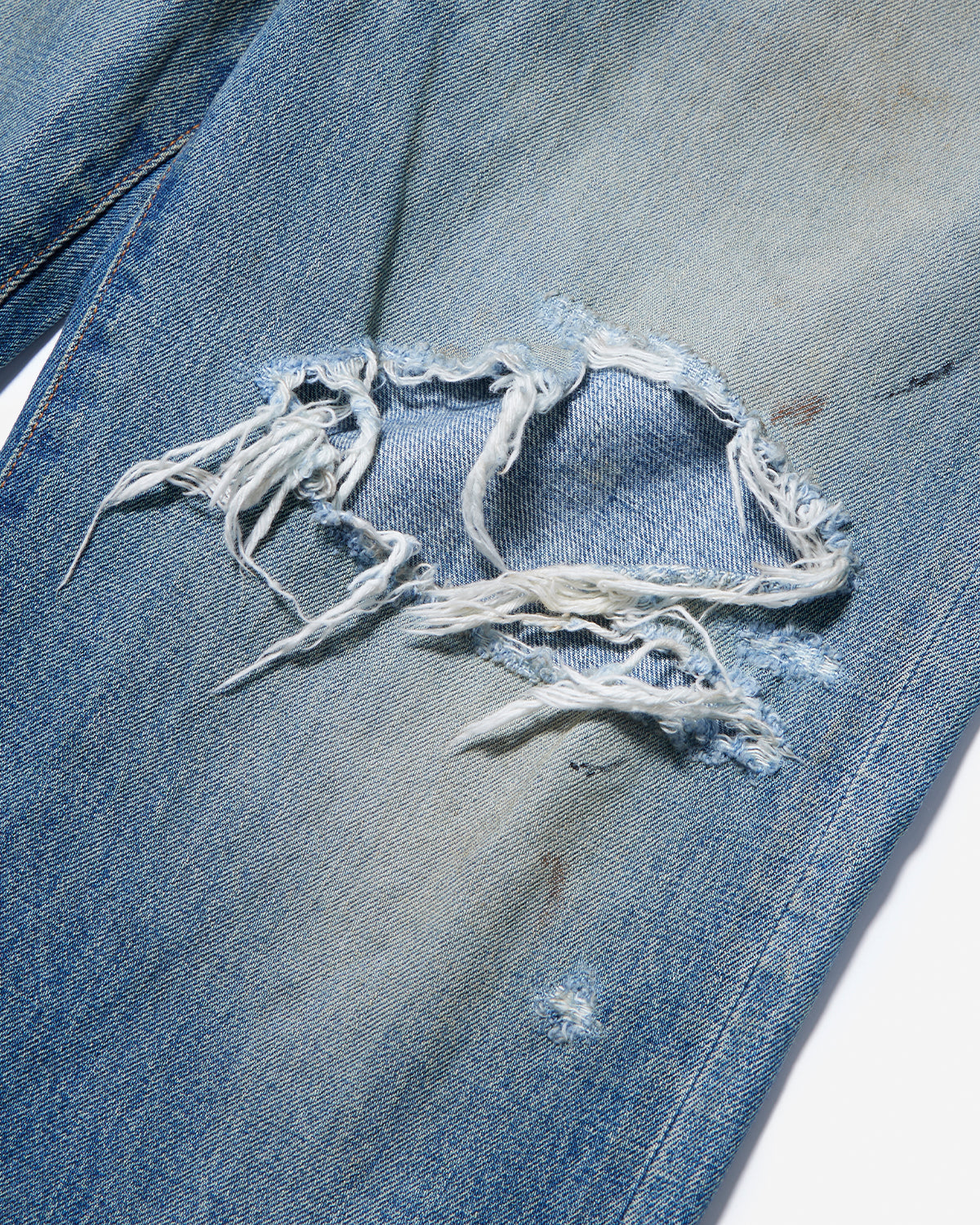 Repaired Wide Bootcut Denim Pants - Indigo