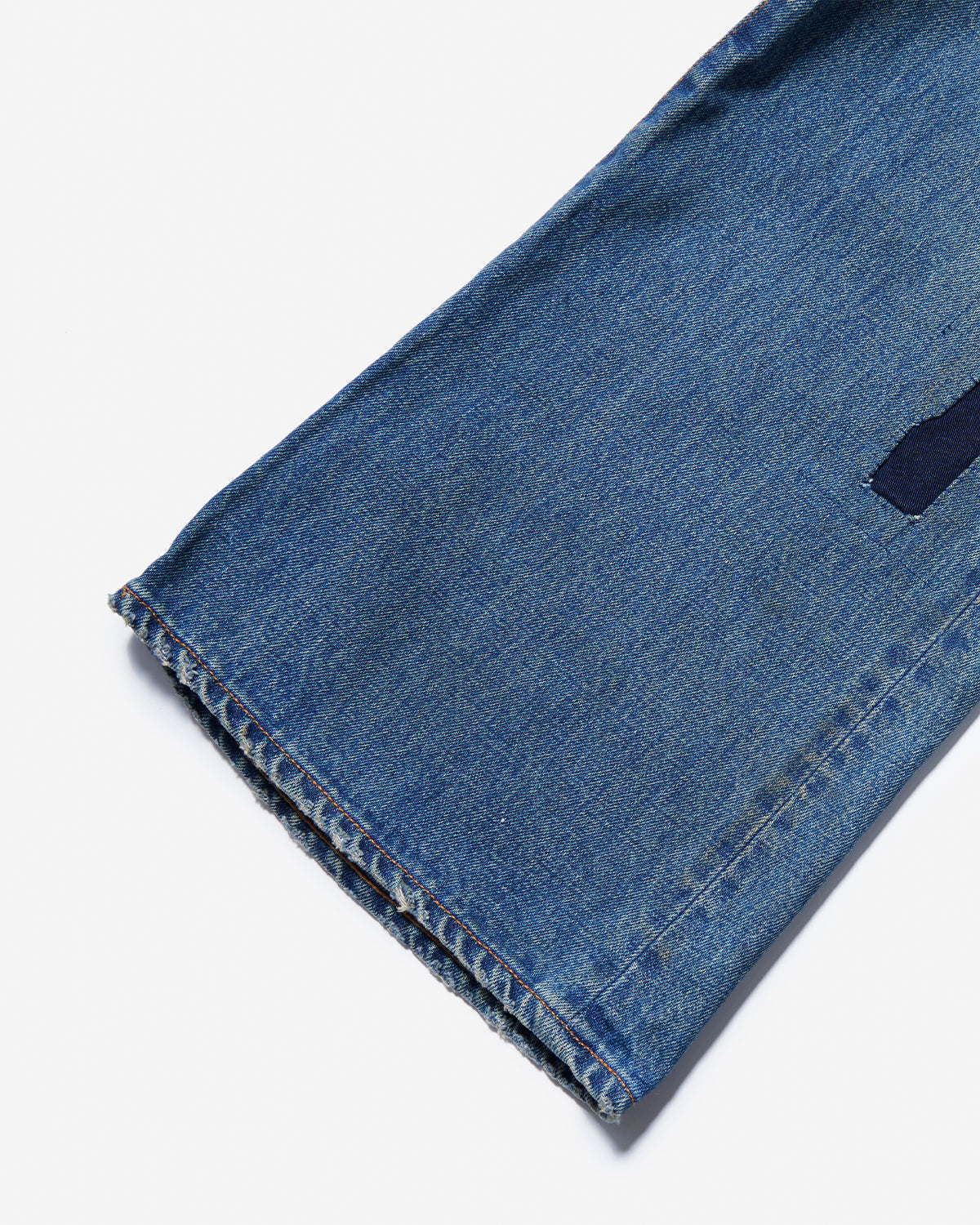 Repaired Wide Bootcut Denim Pants - Indigo