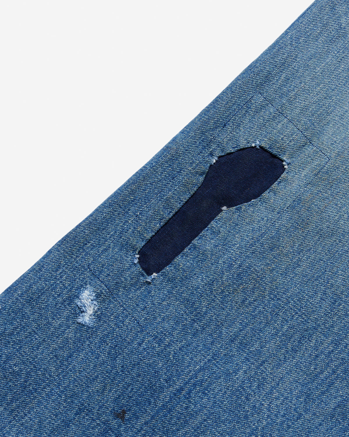 Repaired Wide Bootcut Denim Pants - Indigo