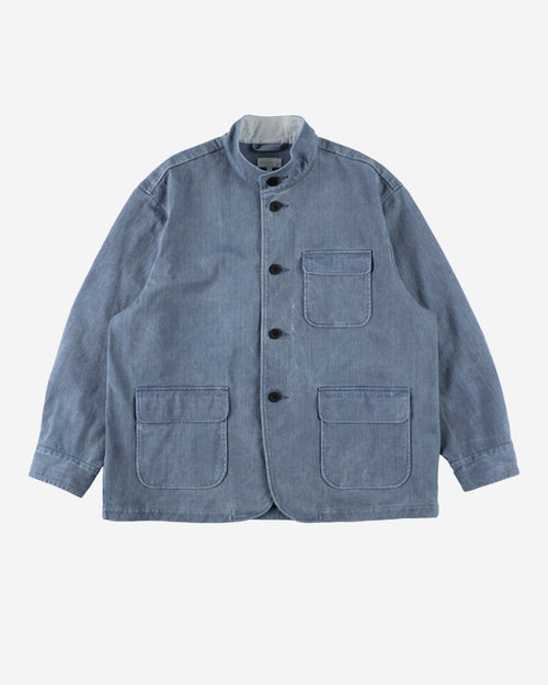 32G Denim Collarless Coveralls - Bleach Wash