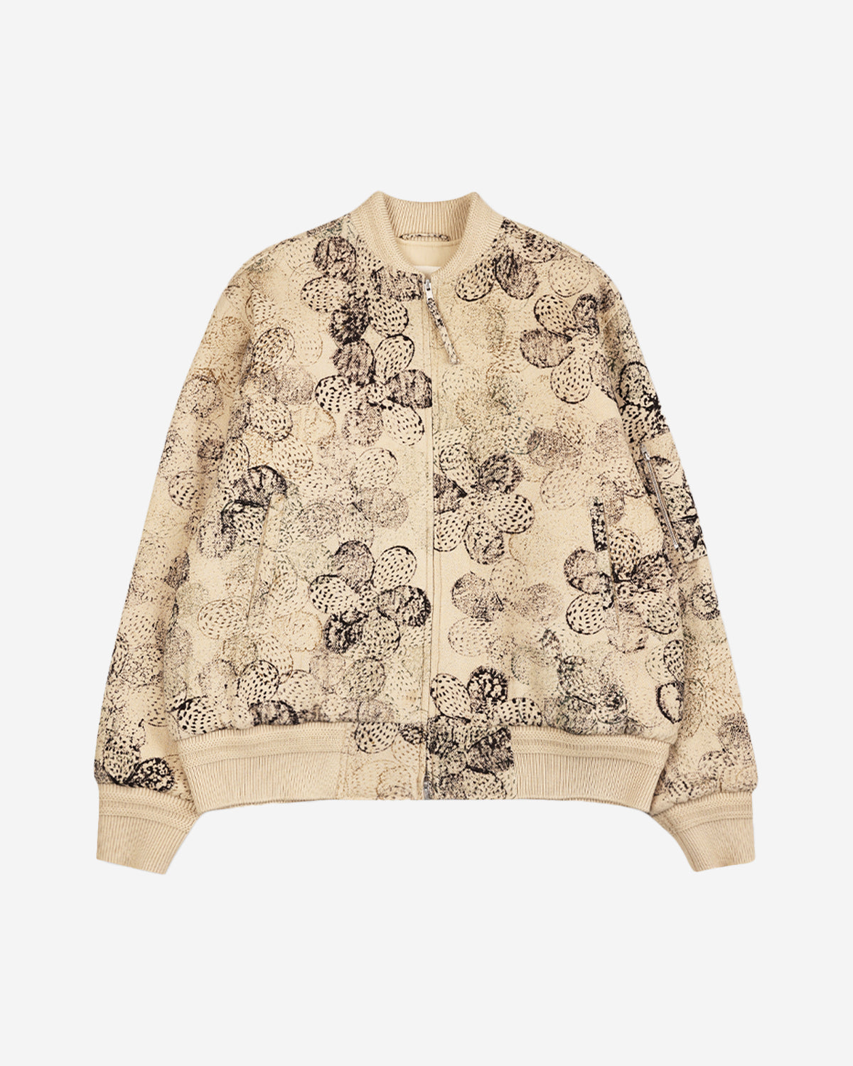 Max - Oversized Quilted Bomber Jacket With Two Way Zip - Block Print