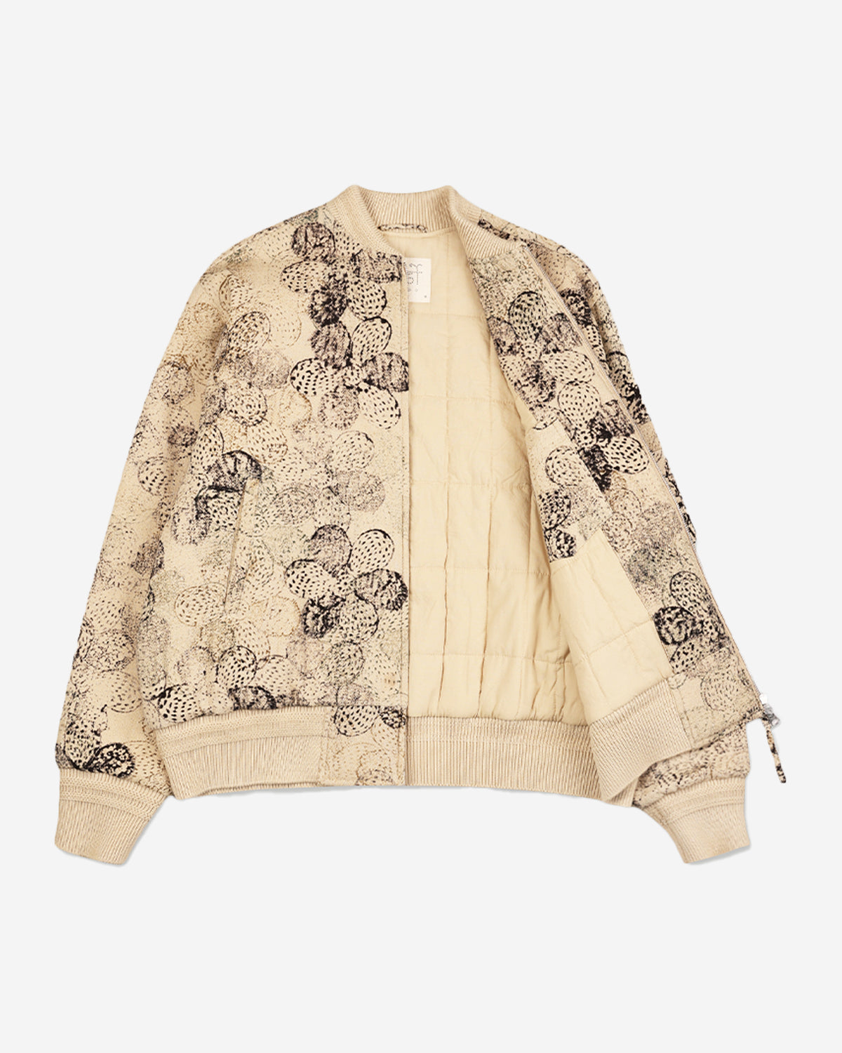 Max - Oversized Quilted Bomber Jacket With Two Way Zip - Block Print