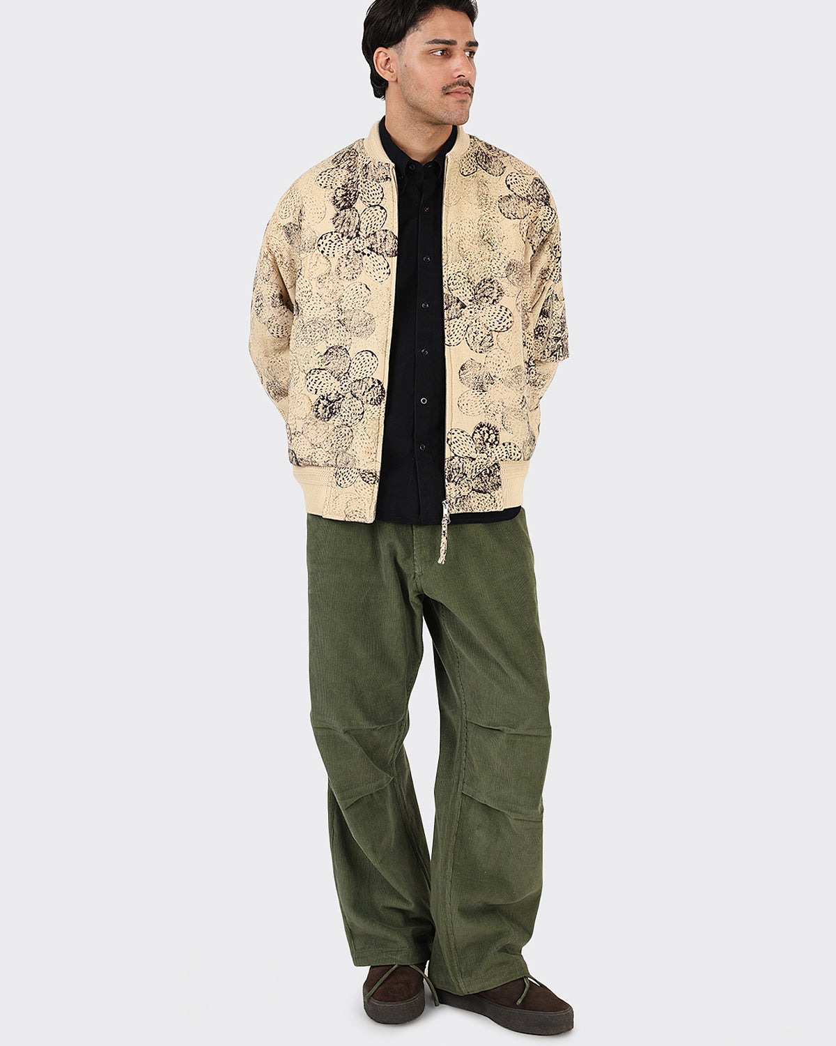 Max - Oversized Quilted Bomber Jacket With Two Way Zip - Block Print