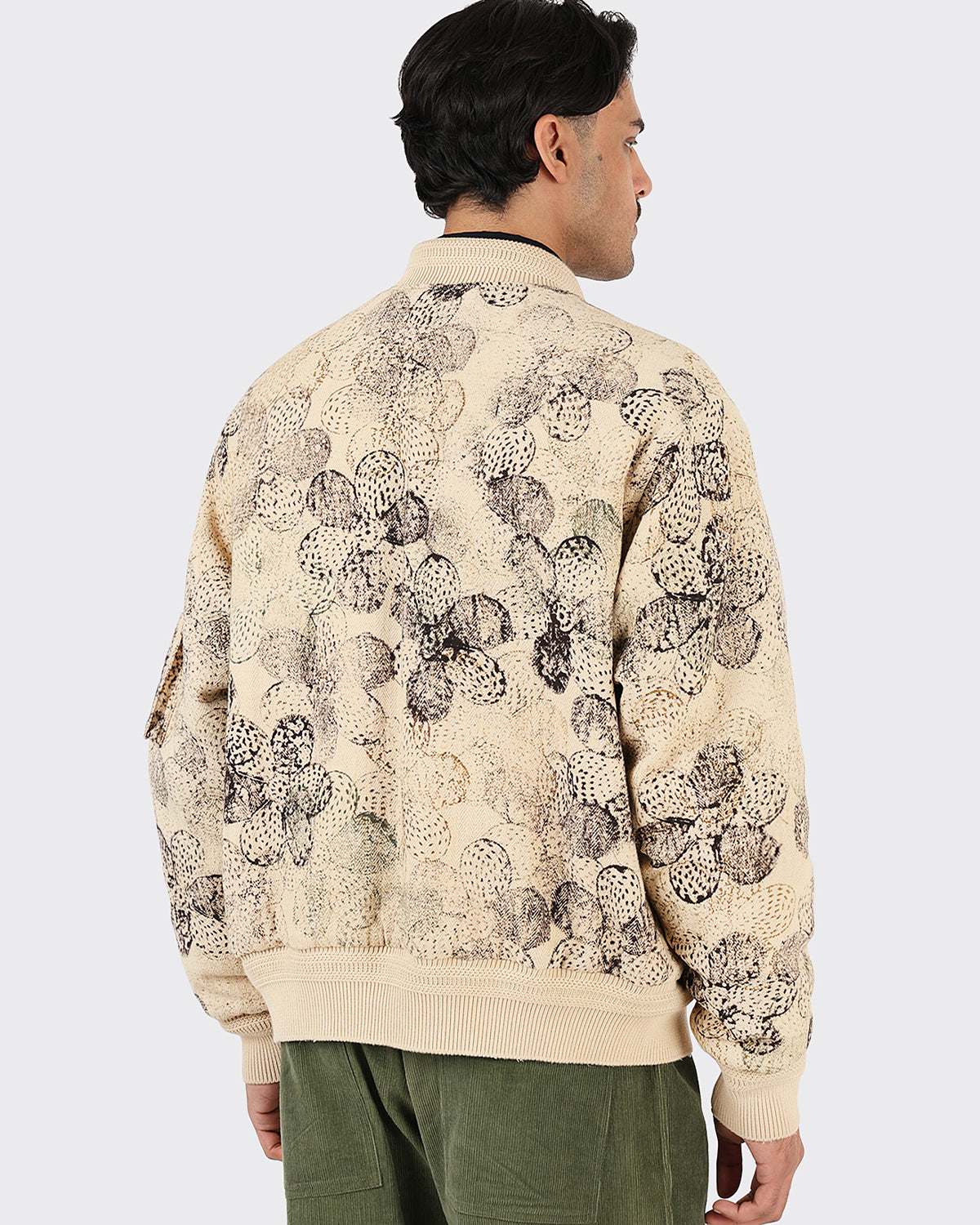 Max - Oversized Quilted Bomber Jacket With Two Way Zip - Block Print