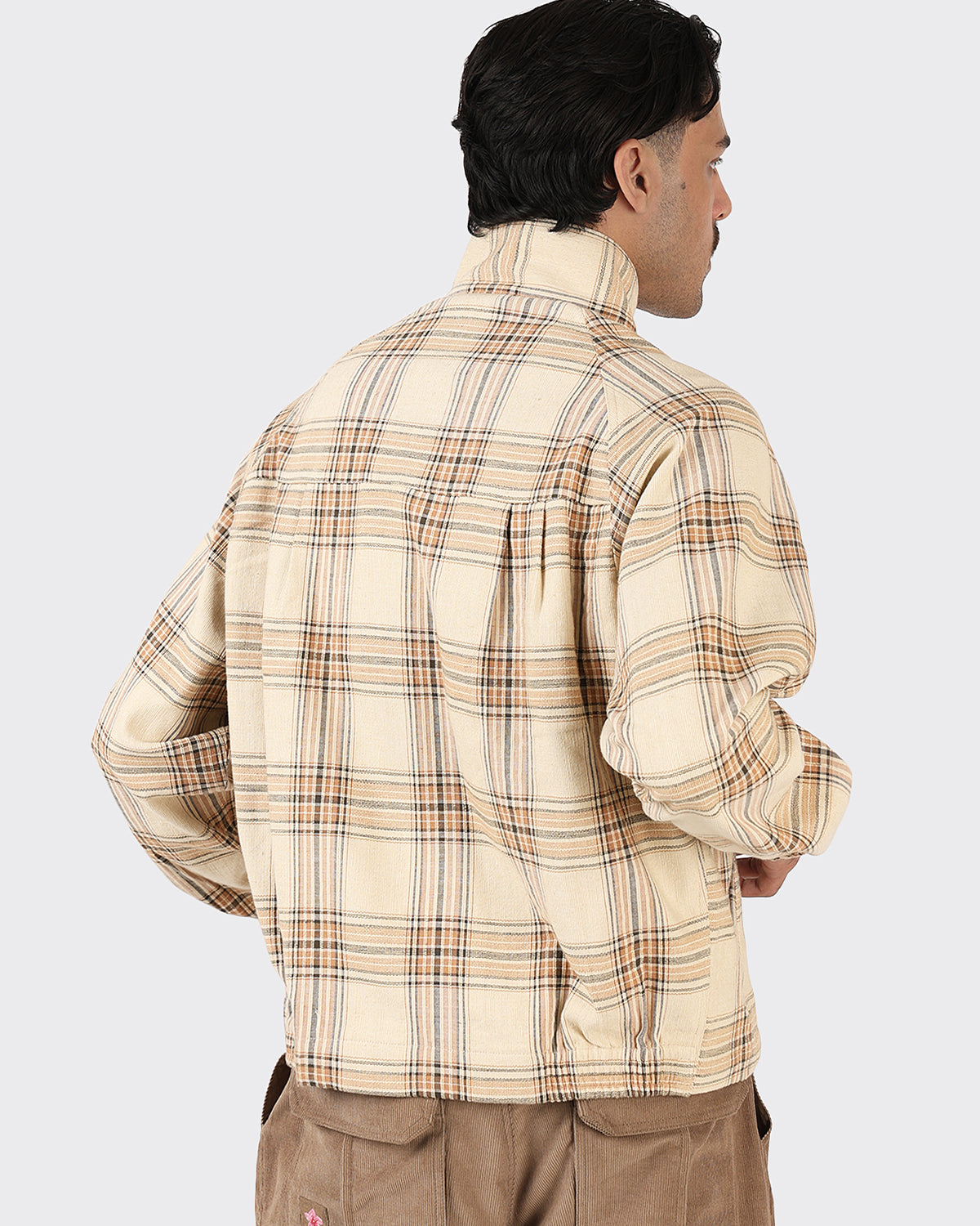 Stanley - Raglan Sleeve Lined Jacket With Two Way Zip - Natural