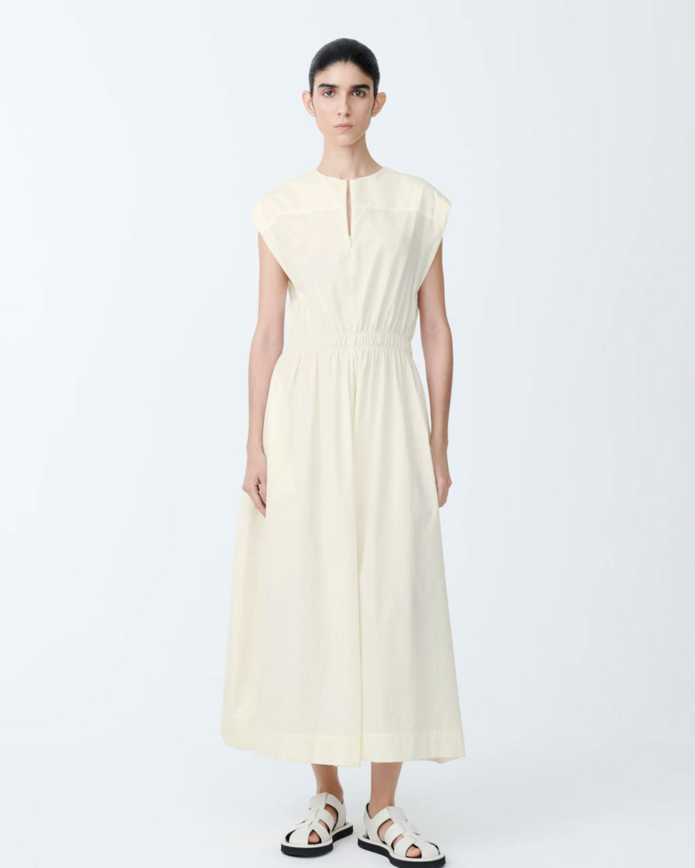 Katrine - Ruched Waist Dress -Parchment